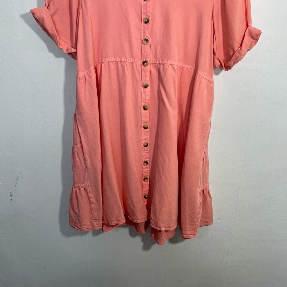 Anthropologie Pilcro Suzanne Peach Coral Pink Button-Up Shirt Dress Size Small - Picture 9 of 15